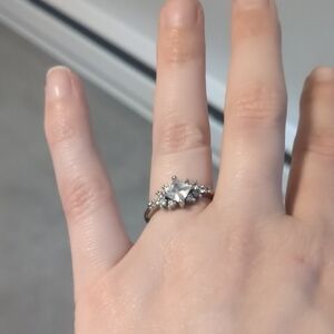 Elegant Silver Ring with Clear Gemstones